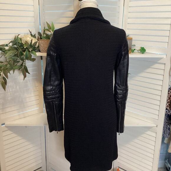 DIANE VON FURSTENBERG BLACK LONG DRAPE COAT SIZE SMALL - Picture 6 of 8